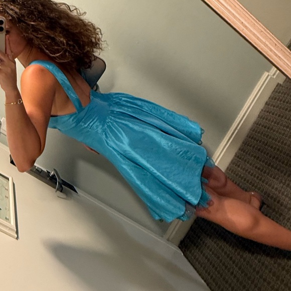 Blue Backless Dress with Pockets - Picture 7 of 9